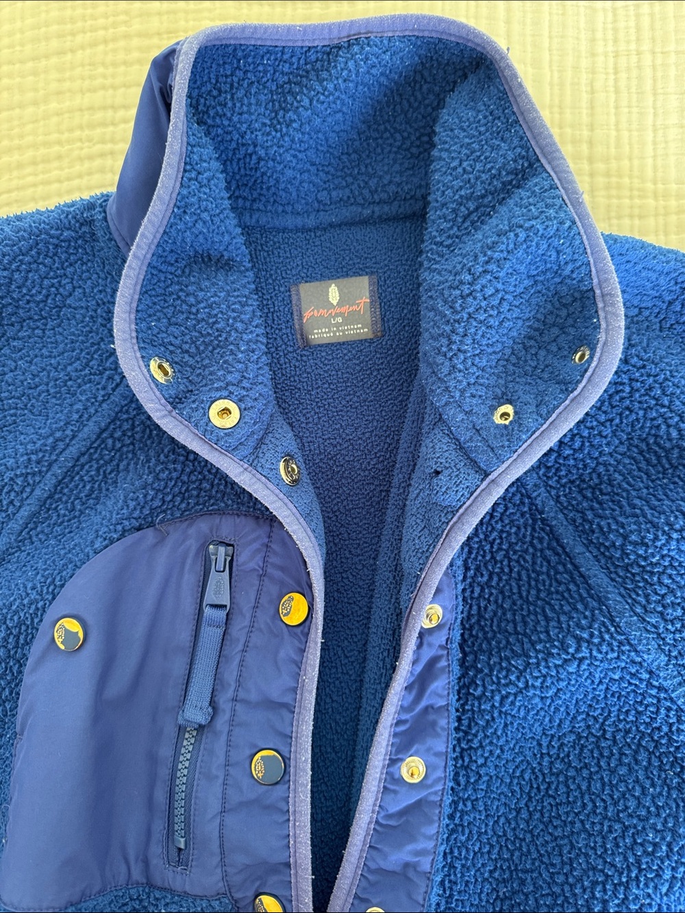 FP Movement by Free People Royal Blue Sherpa Jacket with Contrast Pockets - Picture 2 of 6